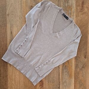 Light Beige V-Neck Sweater
